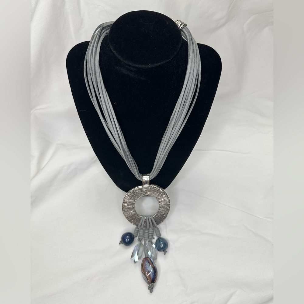 Chic Silver and Blue Multi-Strand Necklace